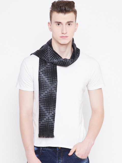 

Alvaro Castagnino Men Grey & Black Woven Design Muffler
