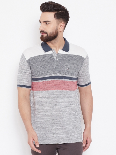

Duke Men Grey Colourblocked Polo Collar T-shirt