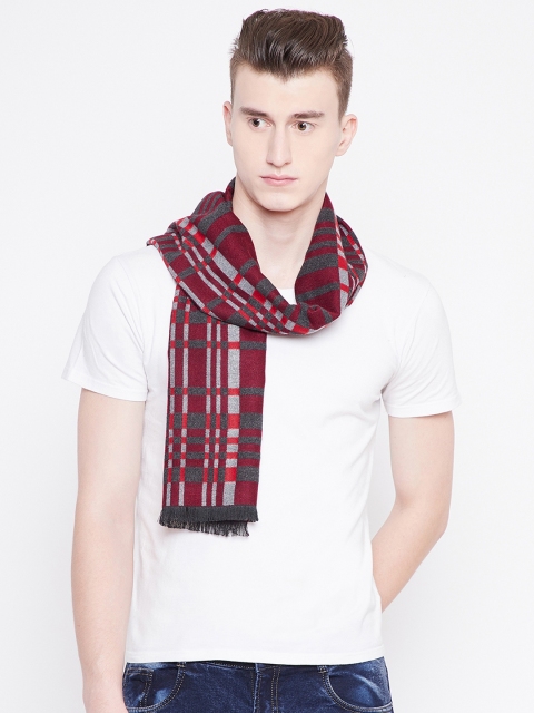 

Alvaro Castagnino Men Maroon & Grey Checked Muffler