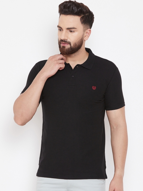 

Duke Men Black Solid Polo Collar T-shirt