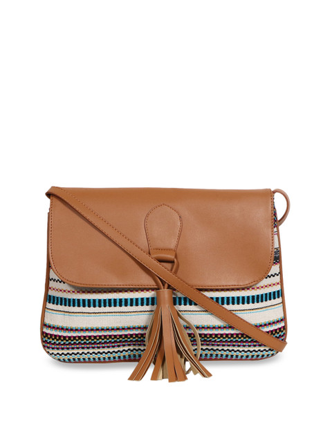 

Diwaah Brown & Off-White Self Design Sling Bag