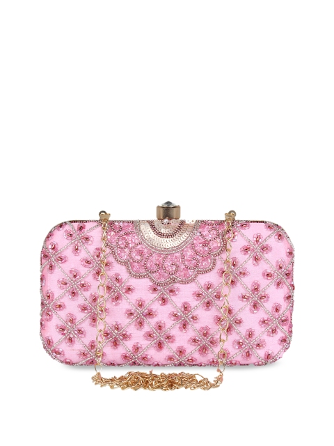 

Anekaant Pink & Gold-Toned Embellished Embellished Clutch