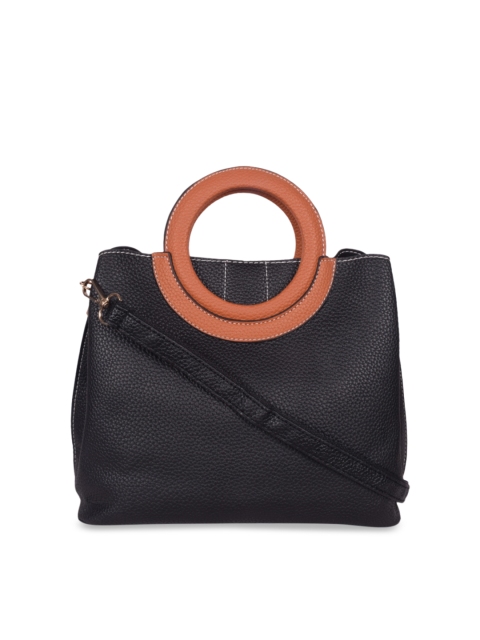 

Bagkok Women Black Textured Handheld Bag