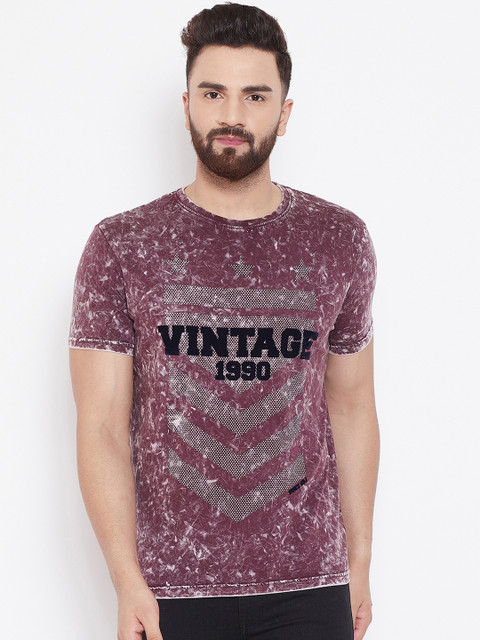 

Duke Men Maroon Printed Round Neck T-shirt