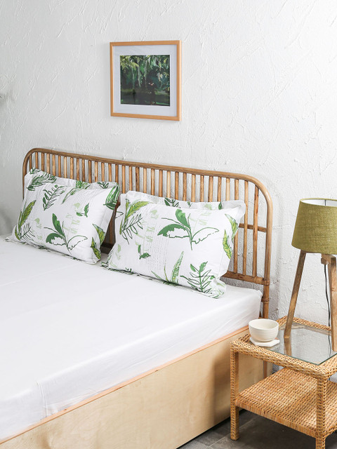 

House This Unisex Green and White Printed Pillow Covers