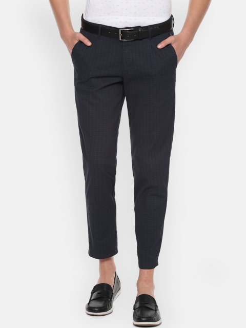 

Allen Solly Men Navy Blue Slim Fit Checked Regular Trousers