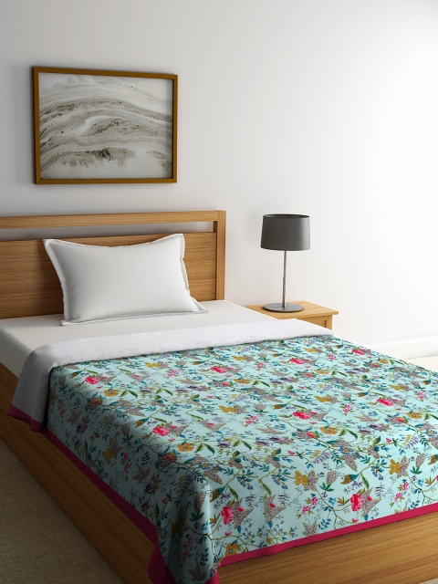

Rajasthan Decor Teal & Navy Blue Floral AC Room 120 GSM Single Bed Dohar