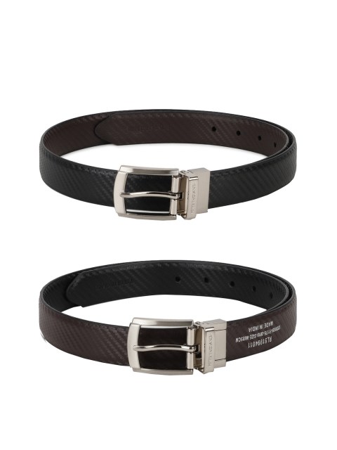 

Peter England Men Black & Brown Reversible Textured Belt