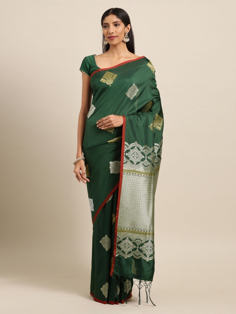 

Mitera Green Silk Blend Woven Design Banarasi Saree