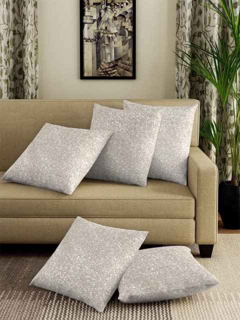 

NEUDIS Off-White Set of 5 Self Design Square Cushion Covers