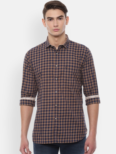 

Allen Solly Men Brown & Navy Blue Slim Fit Checked Casual Shirt