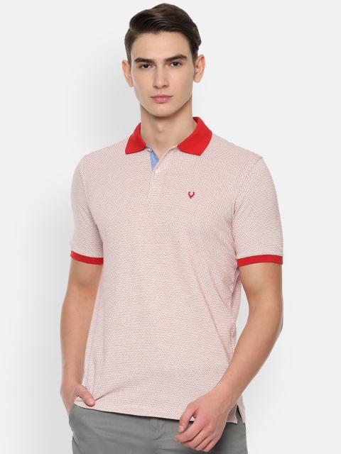 

Allen Solly Men Red Slim Fit Self Design Polo Collar T-shirt