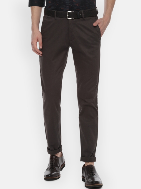 van-heusen-sport-men-brown-slim-fit-self-design-regular-trousers