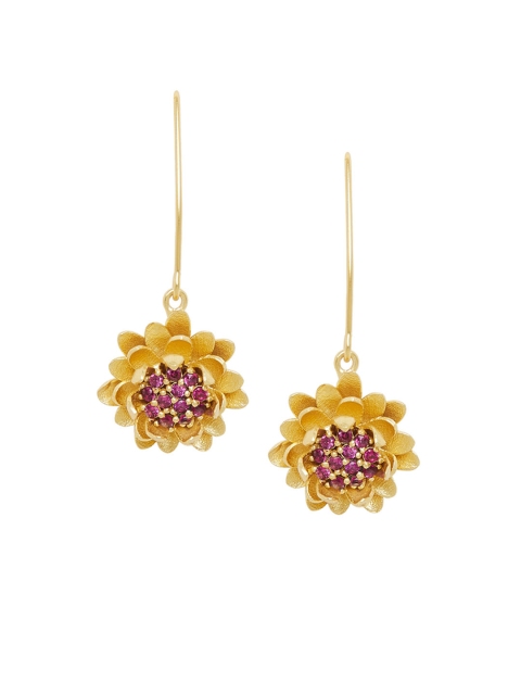 

Zariin 22K Gold-Plated & Purple Floral Drop Earrings