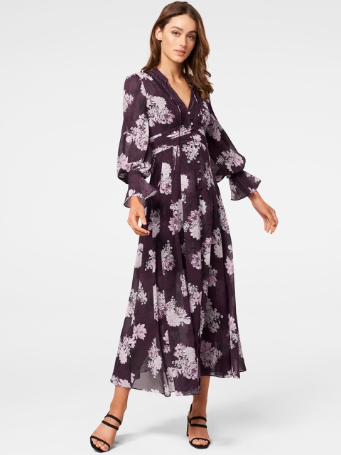 

Forever New Women Printed Purple Fit and Flare Dress