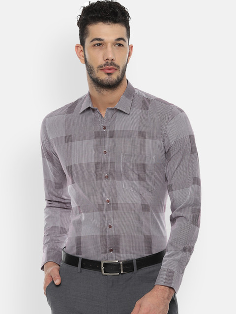 

Van Heusen Men Maroon & White Slim Fit Checked Formal Shirt