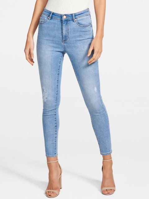 

Forever New Women Blue Skinny Fit Mid-Rise Low Distress Stretchable Jeans