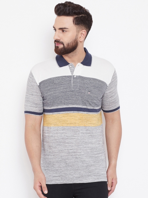 

Duke Men Grey Colourblocked Polo Collar T-shirt