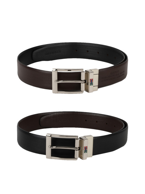 

Peter England Men Brown & Black Reversible Solid Leather Belt