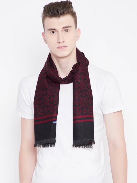 

Alvaro Castagnino Men Black & Red Woven Design Muffler