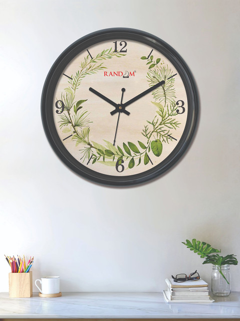 

RANDOM Beige & Green Round Printed 30 x 30 cm Analogue Wall Clock