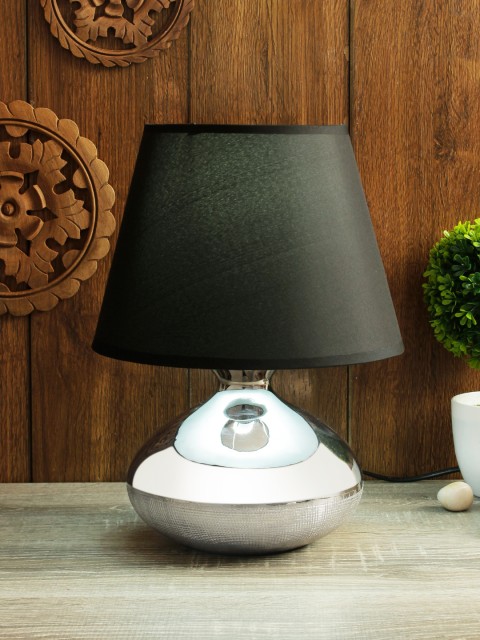 

House Of Accessories Silver-Toned Solid Handcrafted Table Top Lamp with Shade