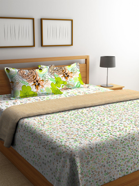 

Portico New York White & Green Geometric 144 TC Bedding Set