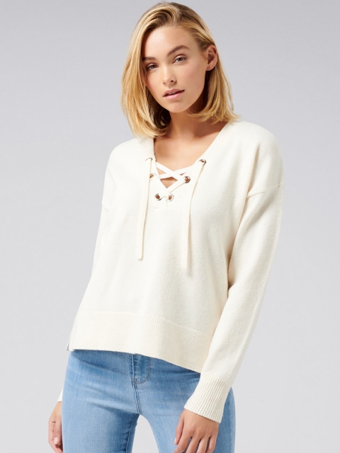 

Forever New Women White Solid Sweater