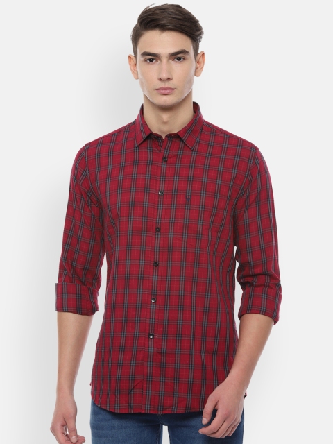

Allen Solly Men Red & Blue Slim Fit Checked Casual Shirt