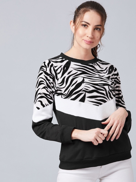 

Athena Women Black & White Animal Printed Sweatshirt