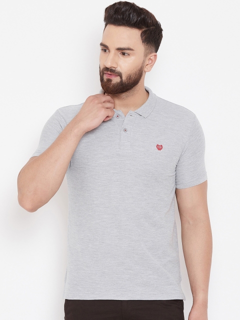 

Duke Men Grey Solid Polo Collar T-shirt