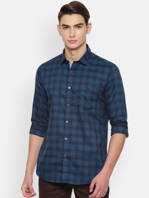 

Van Heusen Sport Men Navy Blue Slim Fit Checked Casual Shirt