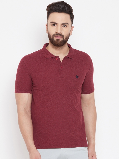 

Duke Men Maroon Solid Polo Collar T-shirt