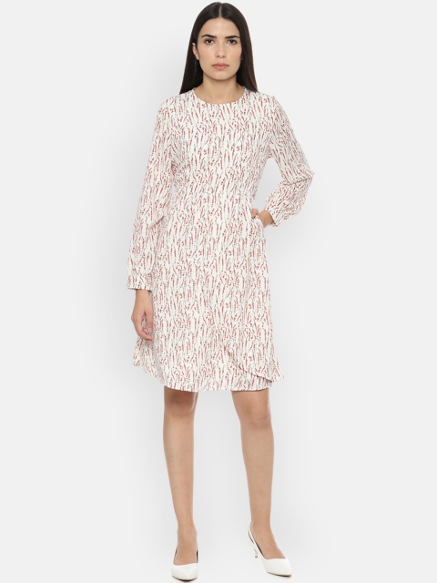 

Van Heusen Woman White Floral Print Fit and Flare Dress