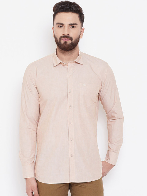 

Duke Men Peach-Coloured Regular Fit Solid Casual Shirt