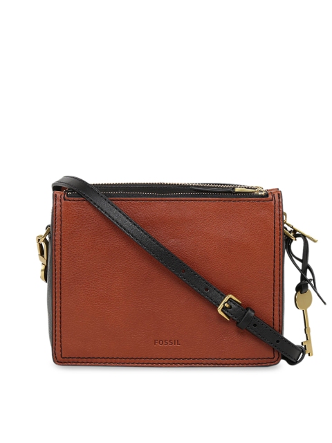 

Fossil Brown Leather Solid Sling Bag