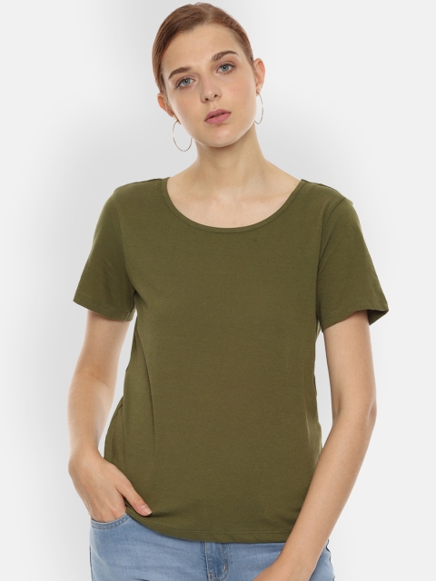 

Van Heusen Woman Olive Green Solid Top