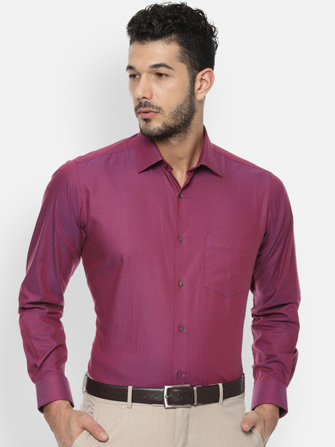 

Van Heusen Men Pink Regular Fit Self Design Party Shirt
