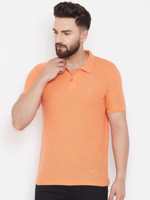 

Duke Men Orange Solid Polo Collar T-shirt