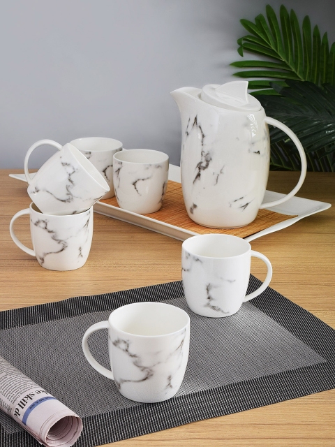 

Archies White 8-Pieces Printed Bone China Kettle Set Set