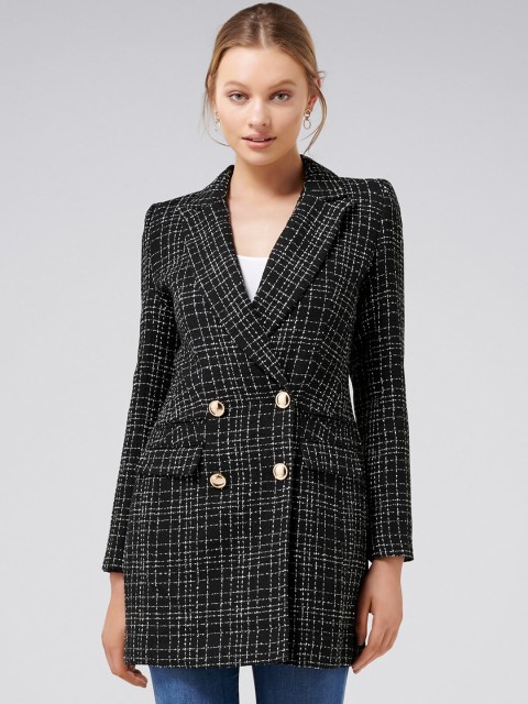 

Forever New Women Black Checked Jacket