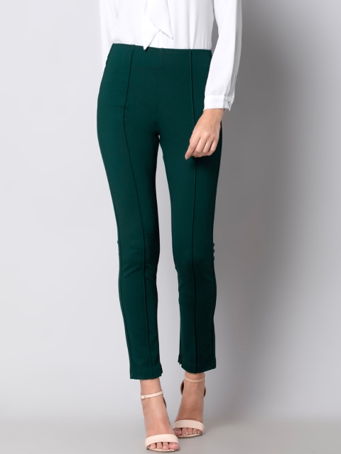 

FabAlley Women Green Solid Slim Fit Treggings