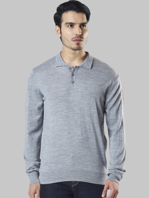 

Raymond Men Grey Melange Solid Sweater