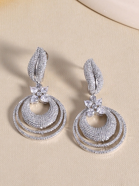 

Voylla Silver-Plated Contemporary Drop Earrings