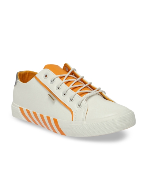 

Flying Machine Men Off-White & Yellow Colourblocked Sneakers