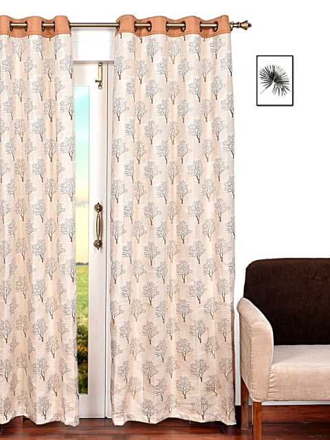 

Ariana Beige & Gold-Toned Single Room Darkening Door Curtain
