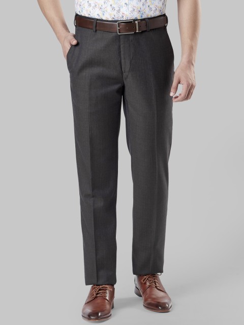 

Raymond Men Green & Blue Regular Fit Checked Formal Trousers