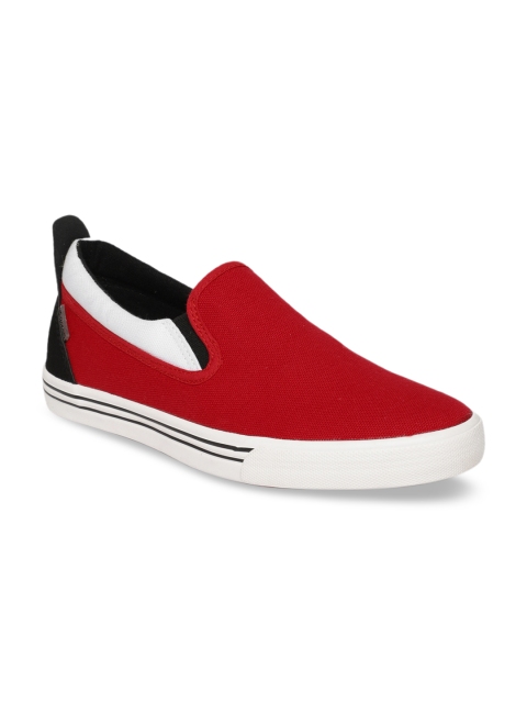 

Flying Machine Men Red & White Colourblocked Slip-On Sneakers