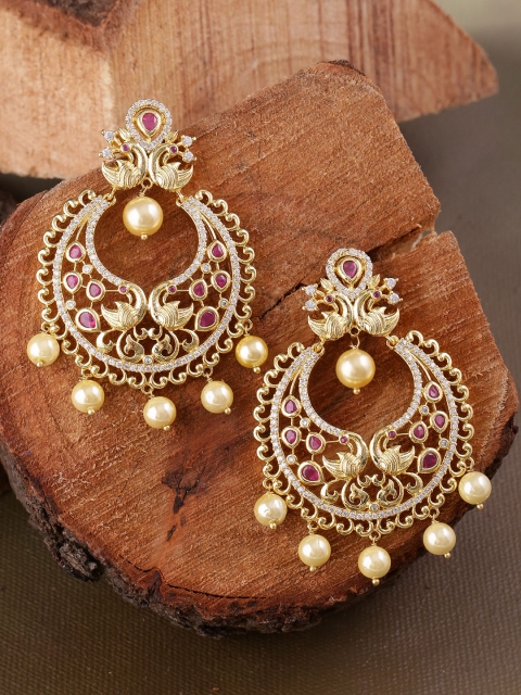 

Voylla Gold-Plated CZ-Studded Classic Drop Earrings