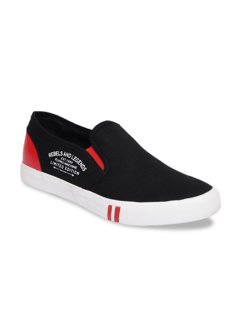 

Flying Machine Men Black Slip-On Sneakers